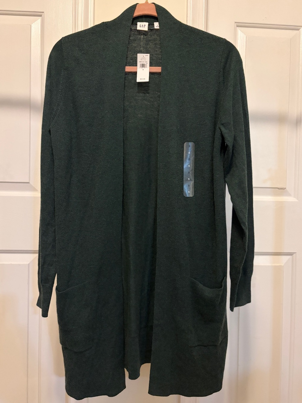 *New w/ tag* GAP Long Open-Front Cardigan. Size: S. Color: Douglas fir green